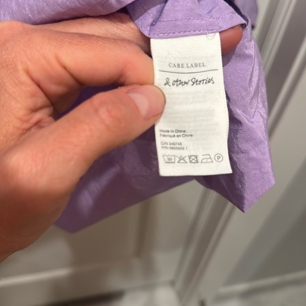 & Other Stories Purple Tiered Puff Sleeve Midi Dress Women’s 12 - Picture 10 of 14